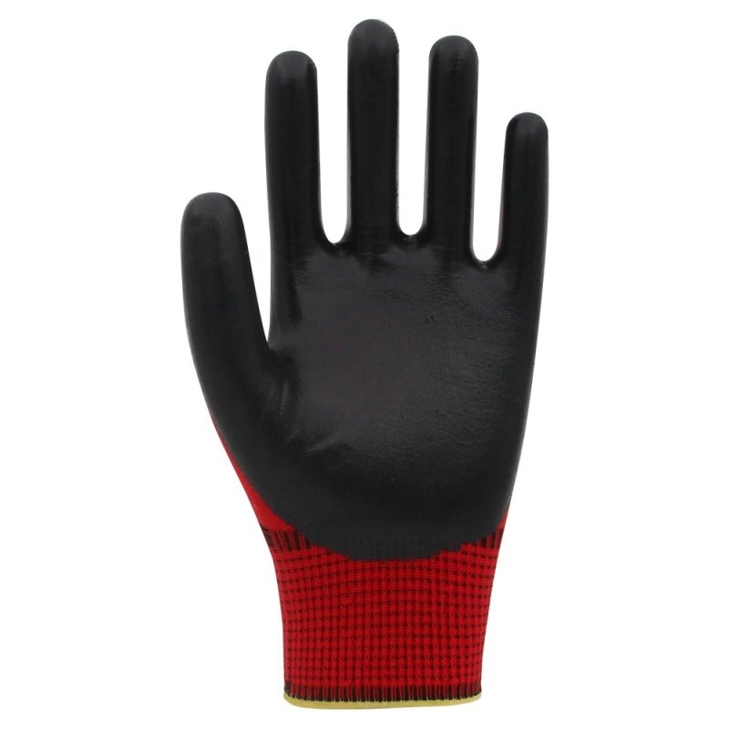 Beybi PN5 Polyester Örme Nitril Eldiven Kırmızı-Siyah