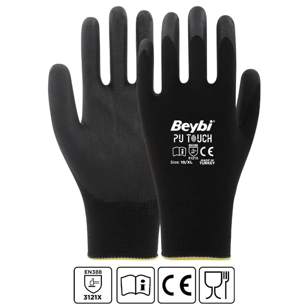 Beybi PU Touch Poliüretan Kaplı Eldiven Siyah