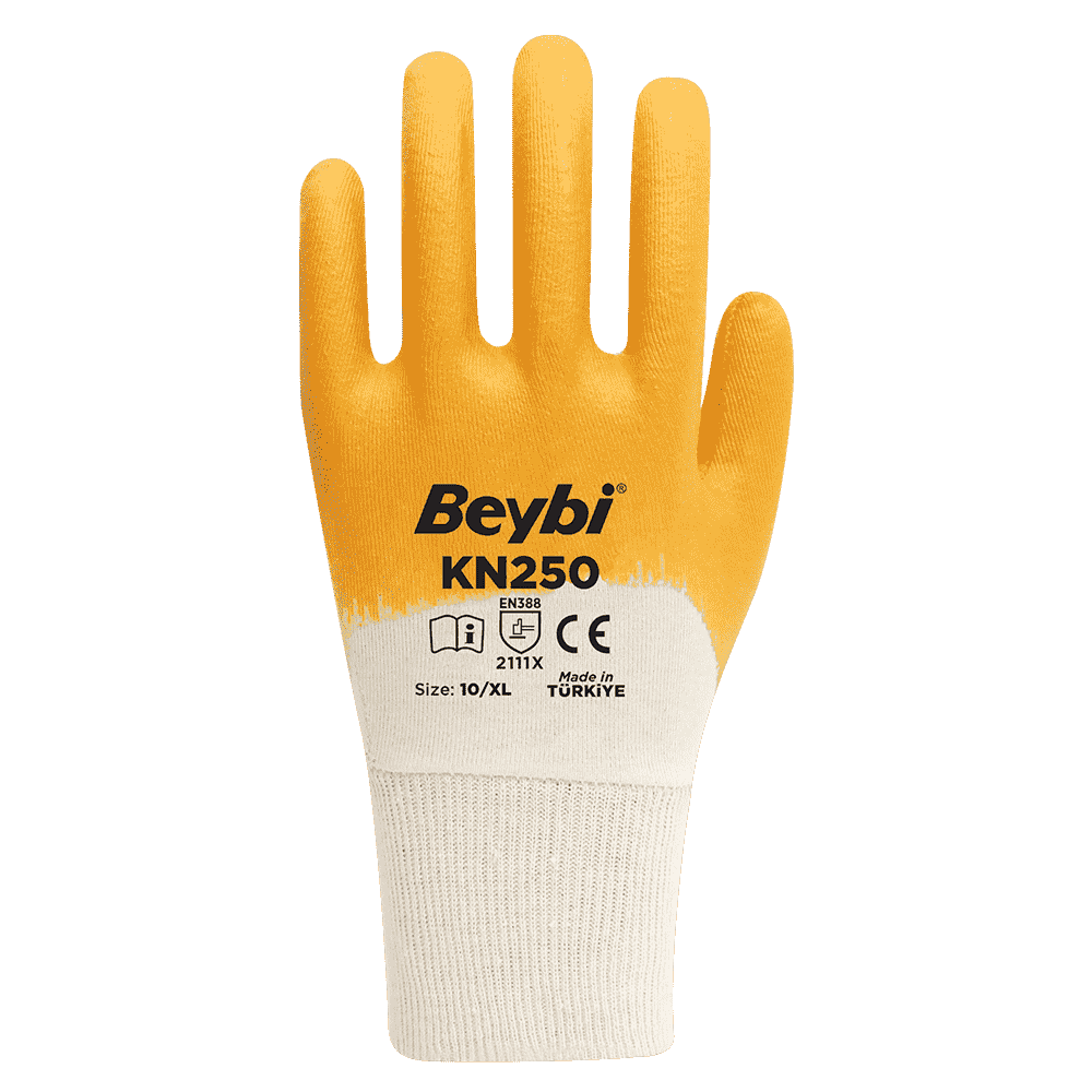 Beybi KN250 Pamuk Nitril Eldiven Sarı