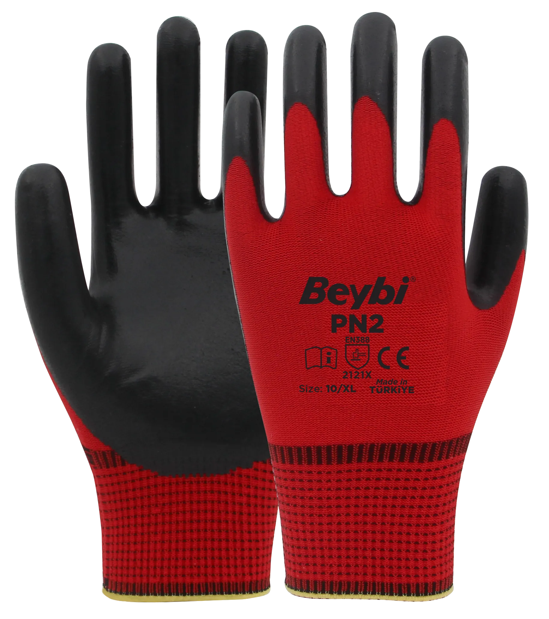 Beybi PN2 Polyester Örme Nitril Eldiven (Ekonomik)