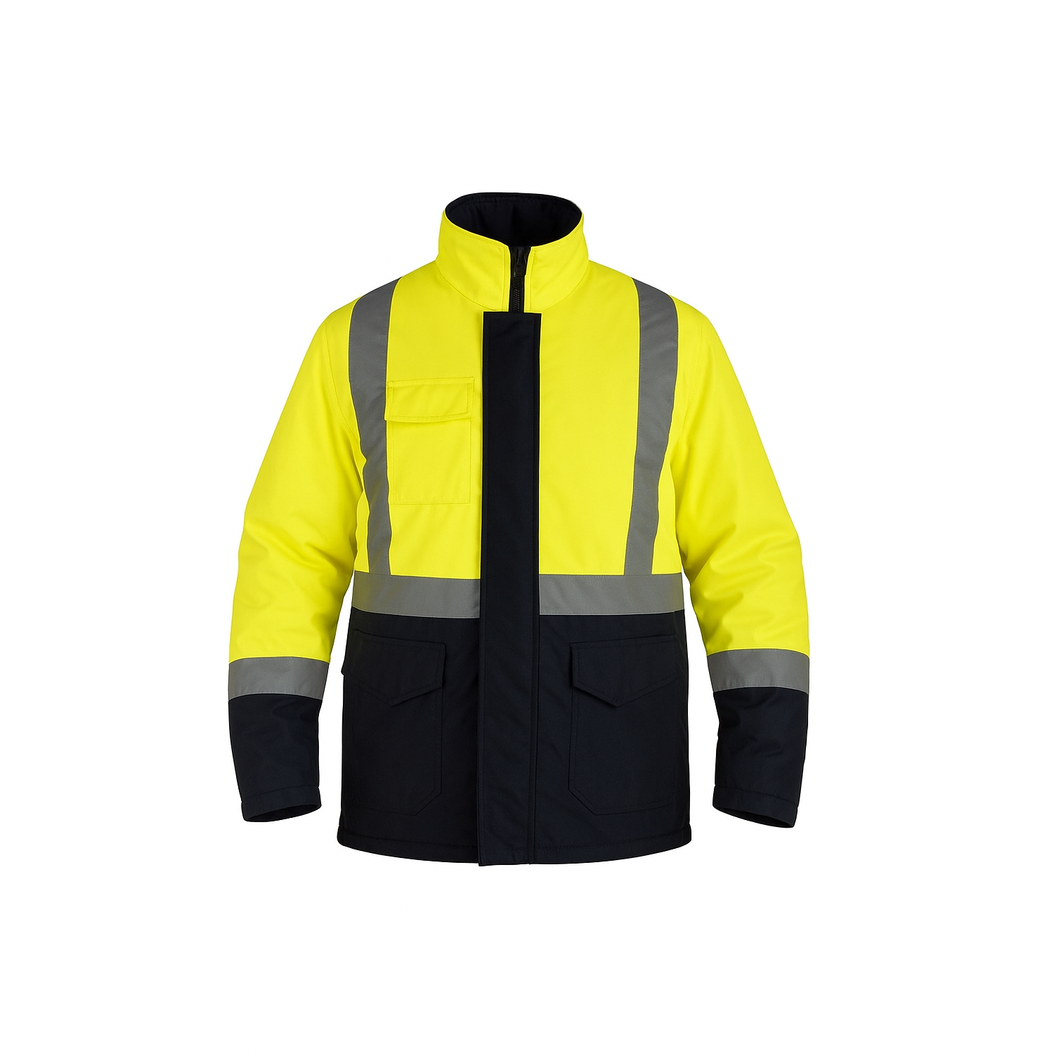 Reflektörlü Oxford Parka Sarı Lacivert İş Montu
